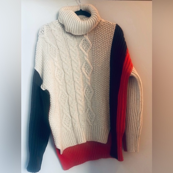 Zara Colorblock Cable Knit Turtleneck Sweater - Picture 4 of 13